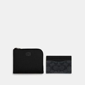 NWT Coach 3In1 L Zip Crossgrain Leather Wallet Black Credit Card Luxury CJ882